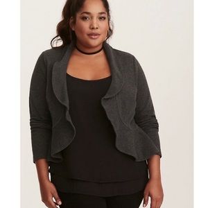 Torrid Charcoal Peplum Jacket w/ Military Buttons